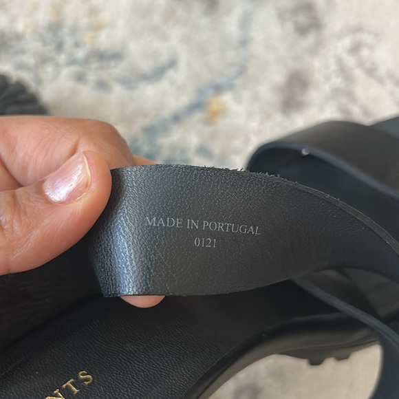 ALLSAINTS Women's Sienna Pointed Toe Black Leather High Heel Sandals - Picture 11 of 12